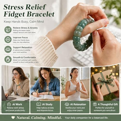 Image of Frodete Bodhi Fidget Bracelet Seed Stretch Anxiety Relief Healing Jewelry