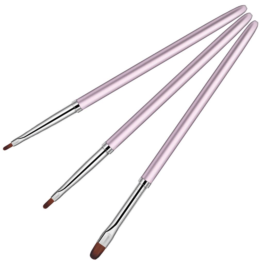 Pennelli per Pittura ad Olio, 3 Pezzi/Set Pennello per Gel Acrilico per Nail Art Manico in Strass Estensione per Builder Linee Liner Disegno Pittura Penna Strumento per Manicure