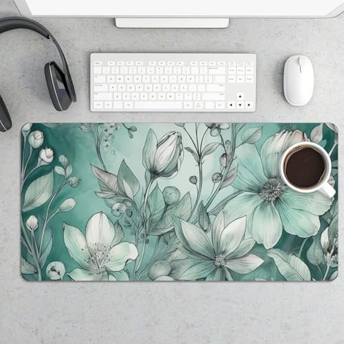 Protector de escritorio grande floral verde menta miniatura 5