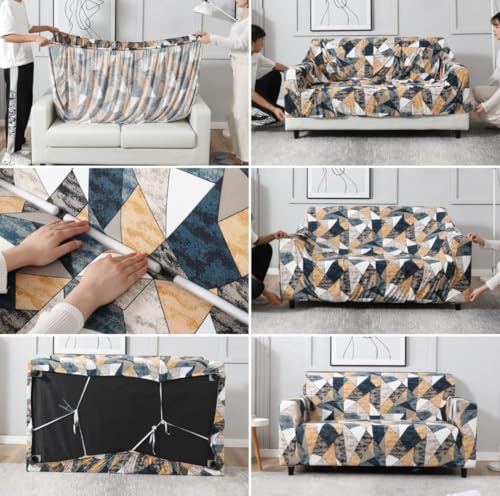 Image of HK 3 Seater Universal Elastic Sofa Cover | 360 Fully Covered Anti-Slip Washable Couch Cover Protector | 140 GSM Stretch Fit Polyester + Spandex Slipcover (180-230cm /SC-001-03)