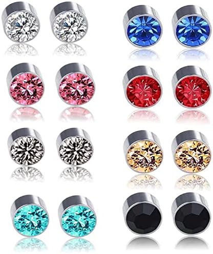 8 Pair Magnetic Earrings，Acupressure earrings ,YCYHHW Non Piercing Acupressure Earrings ,Magnetic Acupressure Earrings (Set-B)