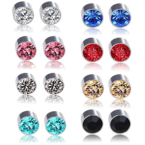 8 Pair Magnetic Earrings，Acupressure Earrings ,Ycyhhw Non Piercing Acupressure Earrings ,Magnetic Acupressure Earrings (Set-B) #TOP3