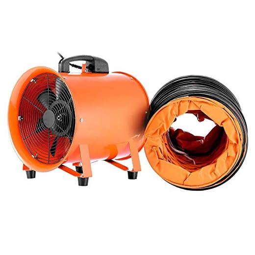 OrangeA Utility Blower 12 Inch 0.7HP 2295 CFM 3300 RPM Portable Ventilator High Velocity Utility Blower Fan Multifunctional Ventilator Fume Extractor with 5M Duct Hose(12 Inch Fan with Hose)