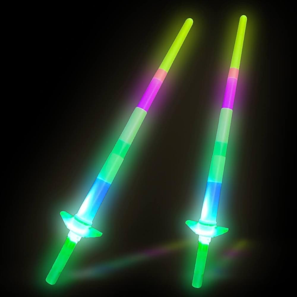 LEYSIN 2 Pcs Expandable Led Light Sword Talwar Toy for Kids Boys and Girls Multicolor Pack of 1 Multicolour