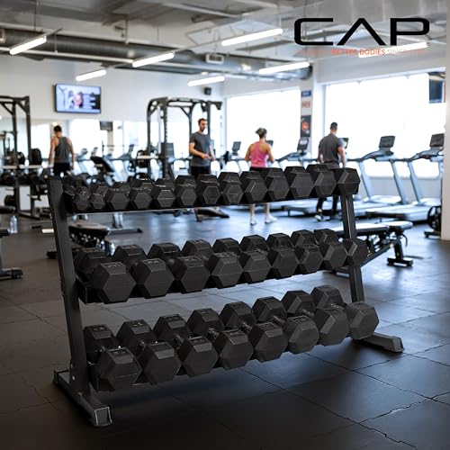 Image of CAP 60-Inch 3-Tier Hex Dumbbell Storage Rack, Holds 5-75lb Pairs