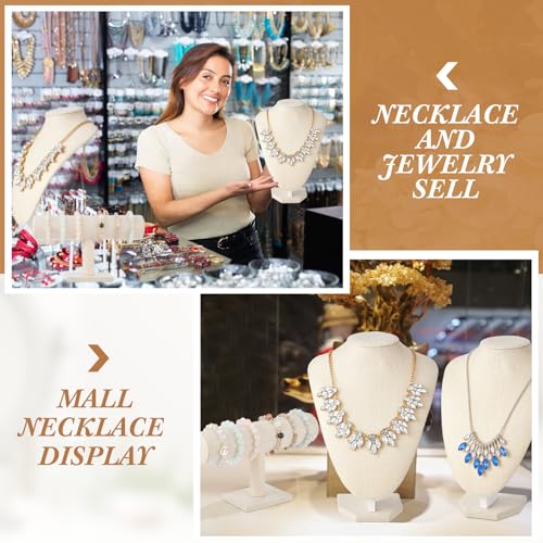 6 Pcs Jewelry Display Set Necklace Display Stand T Bar Bracelet Holder Jewelry Bust for Home Store Trade Show(Linen)4
