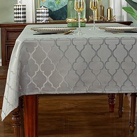 Jacquard Tablecloth Flower Pattern Polyester Table Cloth Spill Proof Dust-Proof Wrinkle Resistant Table Cover for Kitchen Dining Tabletop Decoration (Rectangle, 52" x 52"(2-4 Seats),Gray) Cover