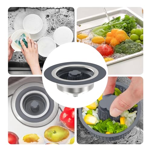 Colador y tapón para fregadero de cocina 3 en 1 miniatura 4