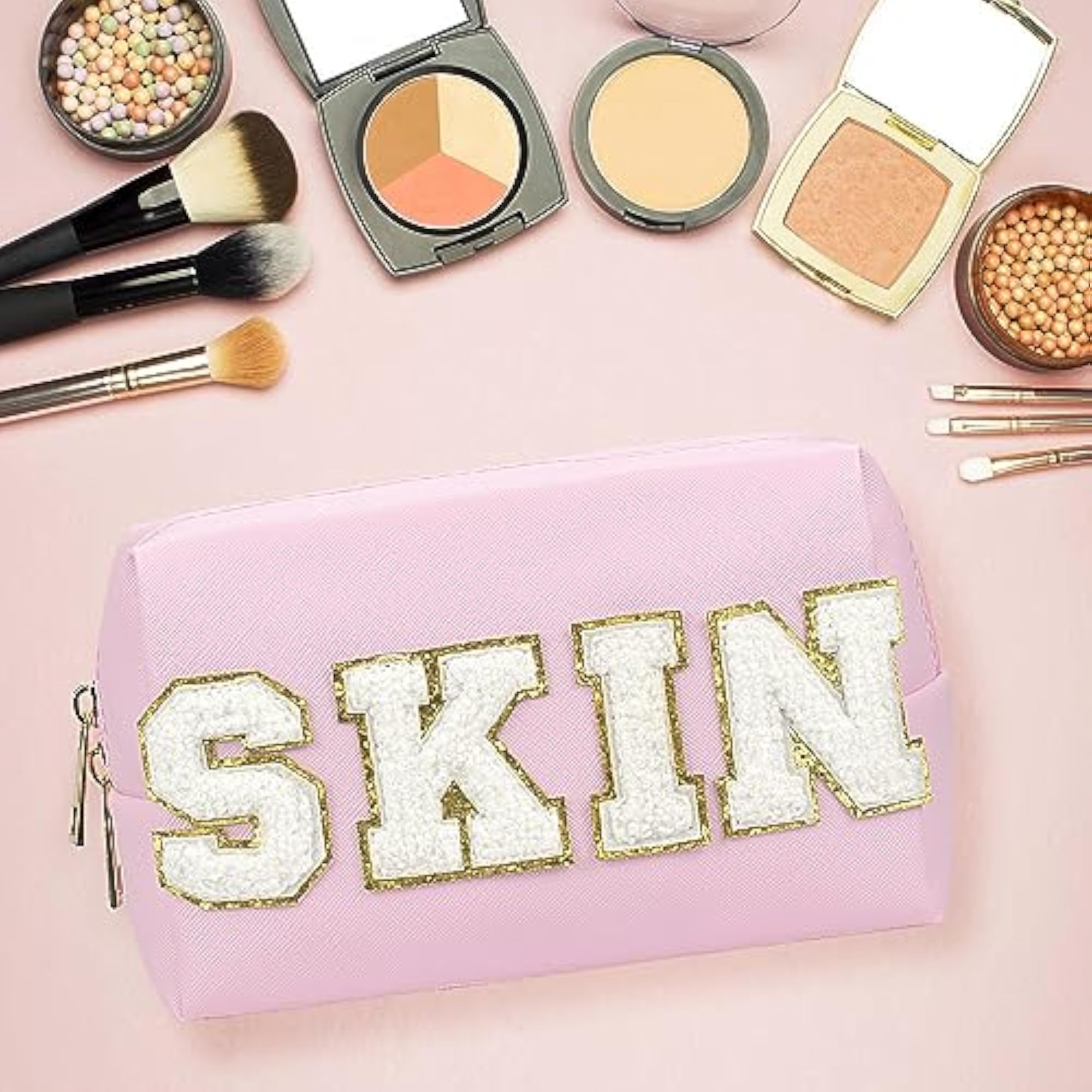 Women's Preppy Patch Portable Waterproof Makeup Bag