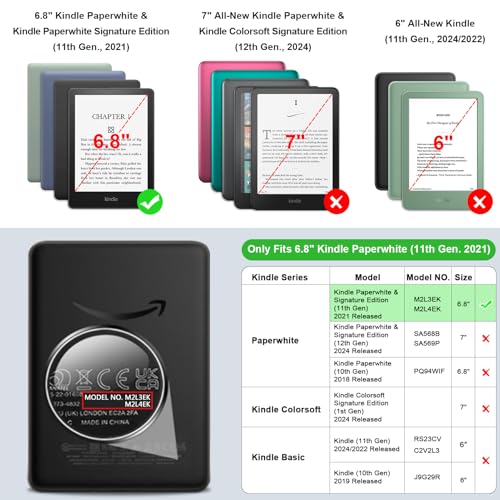 Image of Fintie Slimshell Case for 6.8 inch Kindle Paperwhite (11th Generation- 2021) and Kindle Paperwhite Signature Edition - Premium Lightweight PU Leather Cover with Auto Sleep /Wake (Jungle Night)