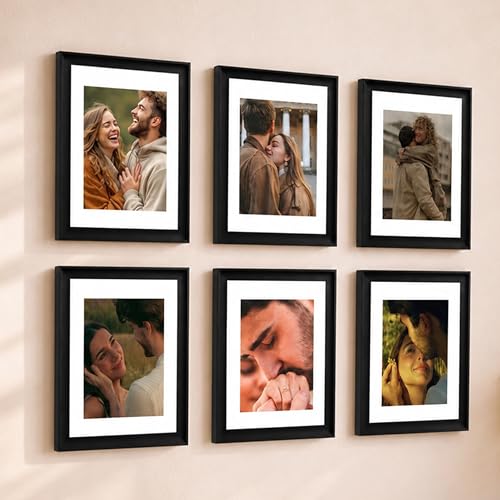 Image of Art Street Wooden Photo Frame for living room, Aesthetic Cave Design Photo Frames for Photograph, Art Work, Certificates Set of 6 (6x8 Inch, Black)