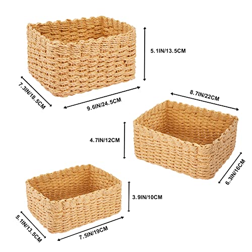 Happy Fox Wicker Bathroom Basket, 3 Piece Storage Laundry Basket, Woven Storage for Dressing Table Organization Home Decor - Image 3