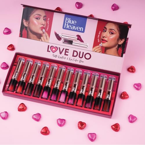 Image of Blue Heaven Love Duo 2 in1 Dual Sided Lipstick for women | Non Transfer| Hydrating and Long Lasting Upto 12 hrs | Soft Matte Finish formula - 20 |1.5ml + 4g