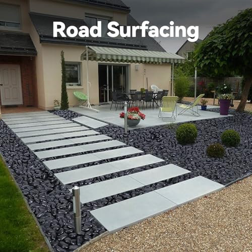Image of Pulovin 20 lbs Black Stones for Plants Indoor, 2-3 Inch Decorative River Rocks for Plants, Flower Pots, Vase, Polished Garden Stones for Outdoor Landscaping, Walkways, Yard