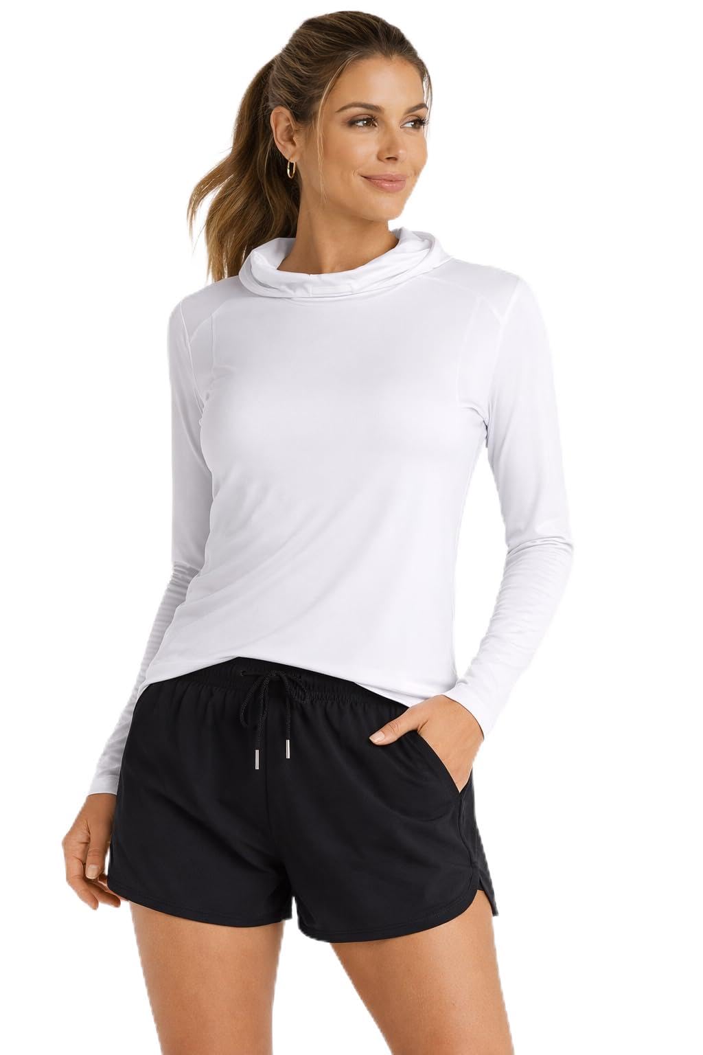 Spyder Women's White Long Sleeve Sun Shirt - Upf 50 Sun Protection Hoodie Long Sleeve Shirts For Activewear With Pockets, S