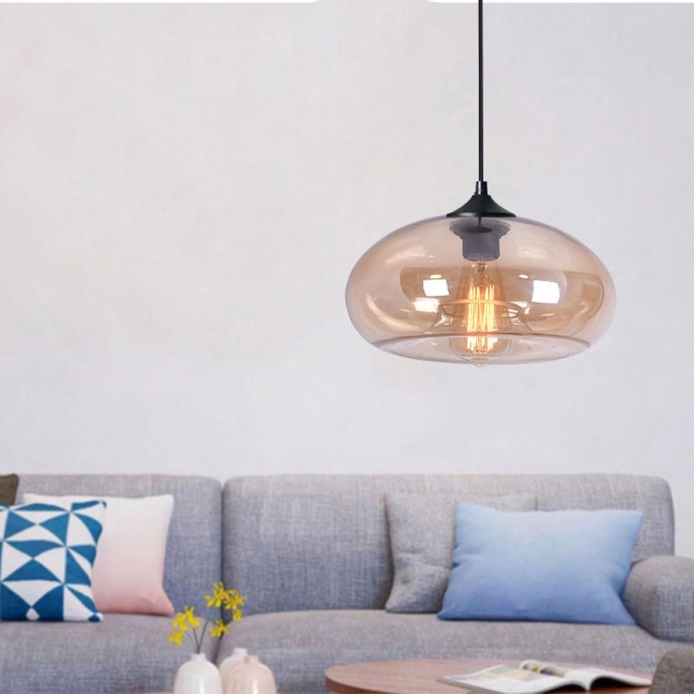 Podstawowa lampa wisząca sufitowa, żyrandol ze szkła w stylu industrialnym, lampa wisząca z pojedynczą głowicą do montażu podtynkowego, oprawy oświetleniowe do dekoracji korytarza na balkonie
