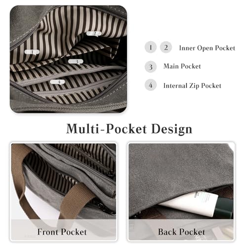 Bolso Tote de Lona para Mujer con Múltiples Bolsillos miniatura 5