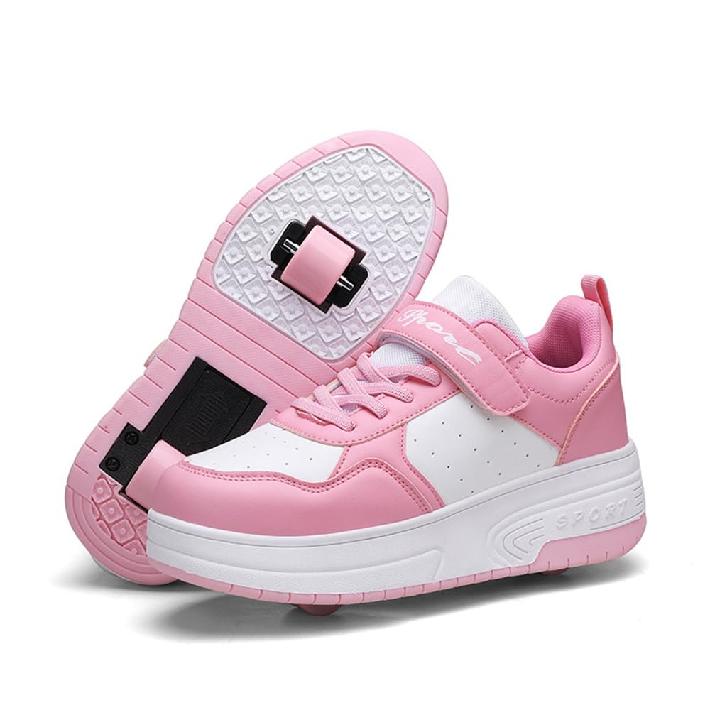 Mateju Zapatos con Ruedas para Niña y Niño Patines con 2 Ruedas, Zapatillas Deportivas al Aire Libre Retráctil, Zapatillas de Skateboarding Niñas Niños Adulto 29-40 EU