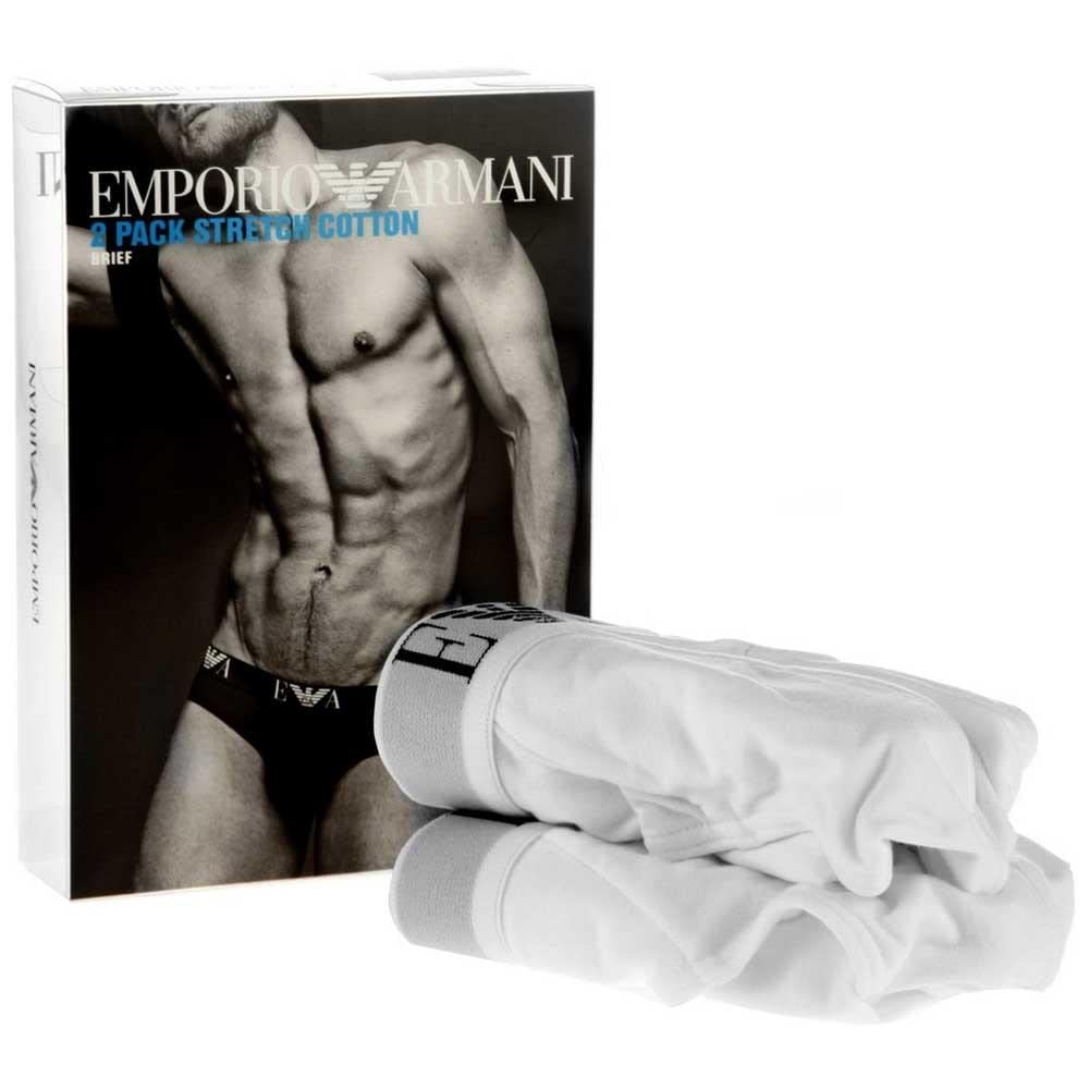 Emporio Armani 111321cc715, Baño Para Hombre, ( lot de 2 ), Blanco (White), Small