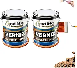 Kit 2 Verniz Para Madeira Base Água Sem Odor 900ml Premium Godmix (Mogno)