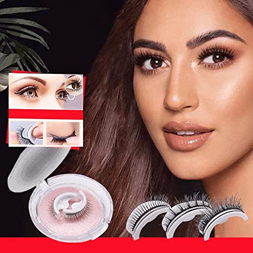 Reusable Self-Adhesive Eyelashes Without Glue, Natural Fluffy False Eyelashes, Wispy Long Extension Eyelashes Pack, Makeup Thick Fake Eyelashes, Soft Reusable Lashes ,for Girls Women (Nature)