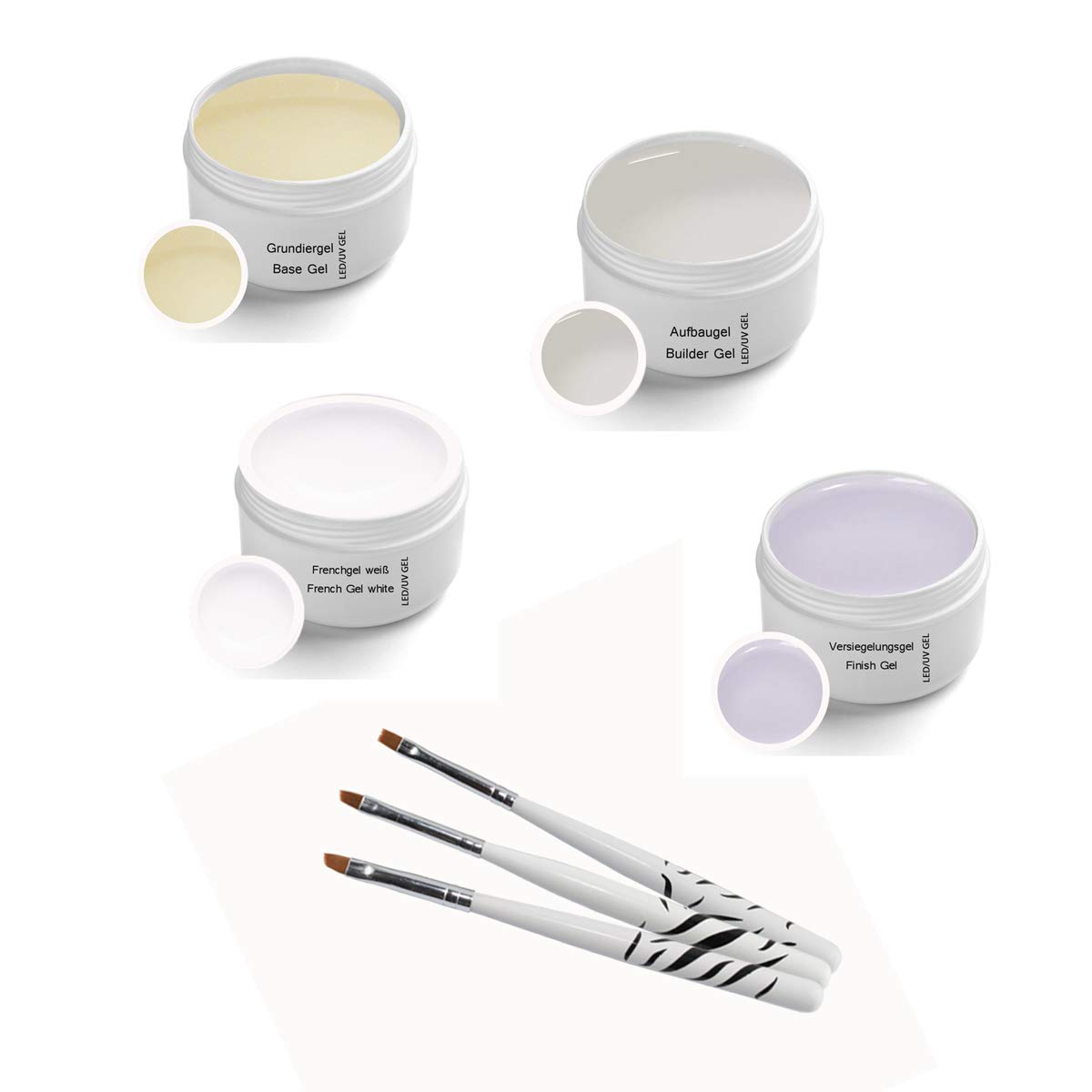 UV Classic Gel Kit -Test Kit - 4 x 5 ml - incl. Brush Set