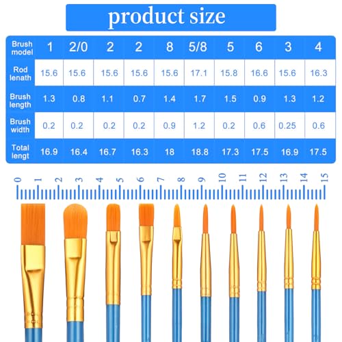 Image of Kifmurase 20 Pack /200Pcs Acrylic Paint Brushe Set,Nylon Hair Paint Brushe