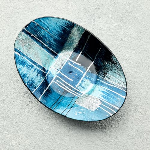 Sienna Glass Piazza Blue Oval Glass Bowl – Handcrafted 24.5cm x 17cm x 5cm Decorative Bowl with Elegant Mosaic Design – Stylish Centerpiece for Home, Kitchen, Dining Room, and Special Occasions - Cosy Home Interiors Sienna Glass Piazza Blue Oval Glass Bowl – Handcrafted 24.5cm x 17cm x 5cm Decorative Bowl with Elegant Mosaic Design – Stylish Centerpiece for Home, Kitchen, Dining Room, and Special Occasions - Image 2