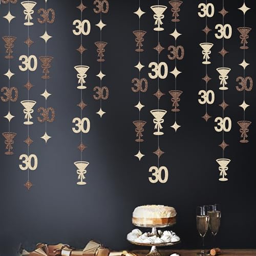 Image of Champagne Gold Brown 30th Birthday Decorations Espresso Martini Garland Streamer Banner Decor for Women A Tini Bit Older Martini Birthday Cheers to 30 Years Happy 30th Anniversary Bar Party Supplies