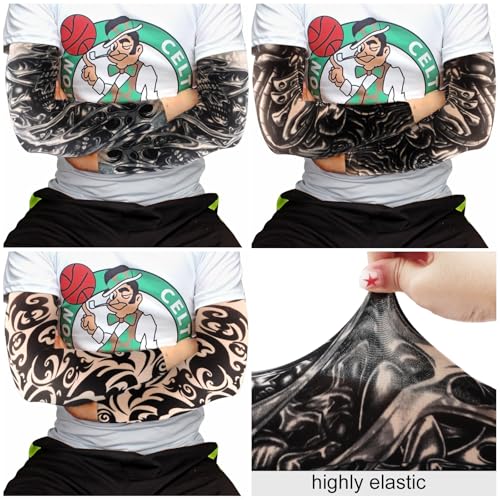 Image of YARIEW Tattoo Sleeves for Men, 6Pcs Fake Tattoos Sleeves to Cover Arms Sun Protection Sleeve Covers for Men and Women (Set 10)