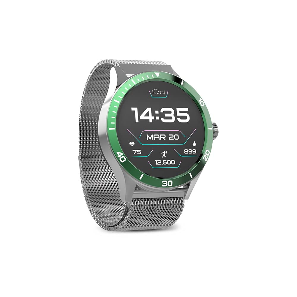FOREVER Smartwatch AMOLED ICON II AW-110 dodatkowy pasek, wyświetlacz 1,3" 360 x 360 pikseli, IP68, Bluetooth v 5.1, czas czuwania 10 dni, akumulator litowo-jonowy 310 mAh, czas ładowania 2 godziny