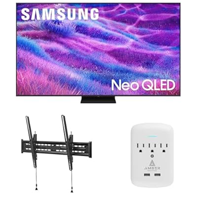 Samsung QN65QN80FAFXZA 65 Inch Neo QLED QN80F Series Supreme UHD 4K TV with a Walts TILT-MOUNT-43-90 Large/XL Tilt Mount and Amber Protection 3-Outlet-Surge Surge Protector (2025)