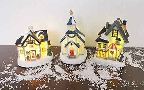 Christmas-Village-Set-Collection-Building-Christmas-Church-and-House-Light-up-11-Pieces-Set-Height-4-to-6-inch