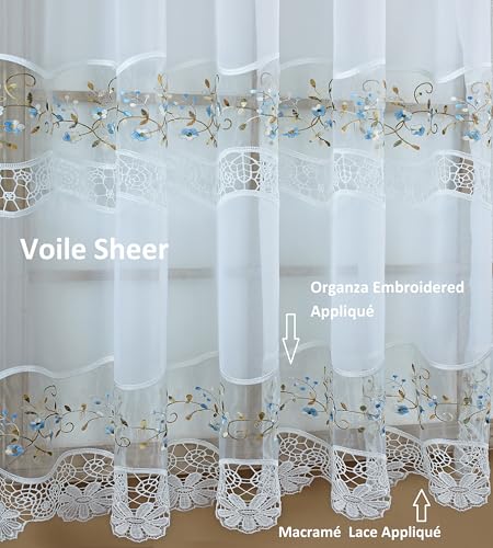 Todays-Curtain-Vintage-Macrame-Organza-Swag-38-WhiteBlue-58-W-x-38-L Todays Curtain Vintage Macrame Organza Swag 38 WhiteBlue 58 W x 38 L