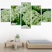 SIGNWIN 5 Panel Canvas Wall Art Green Petals for Home Decorations Ready to Hang - 60