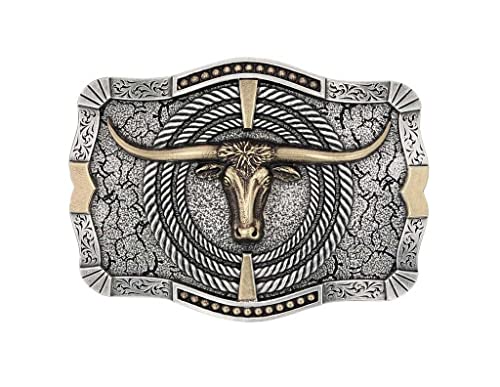 Montana Silversmiths Men's Roping Ready Longhorn Attitude Belt Buckle Silver One Size