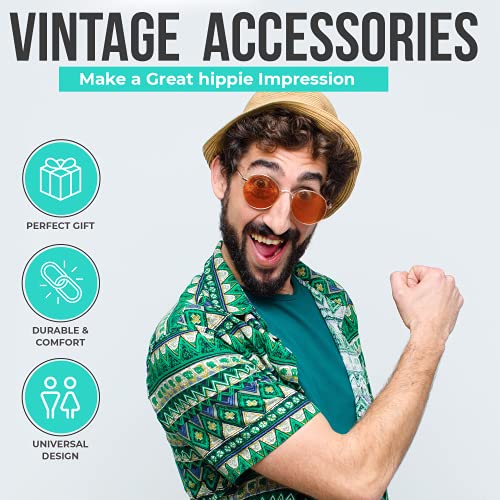 Image of Retro Round Sunglasses Small Colored Lens Hippie Glasses