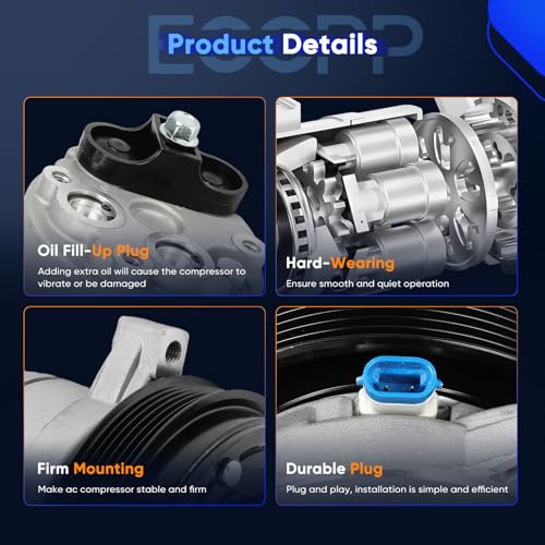 Image of ECCPP AC Compressor 1995 for Buick LeSabre for Pontiac Bonneville 3.8L | 1994-1995 for Buick Regal V6 3.8L 1995 Fit for Buick Park Avenue 3.8L AC Compressor with Clutch Rapid Cooling