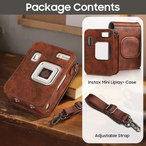 Funda Premium para Fujifilm Instax Mini LiPlay+ en Cuero Vegano Marrón miniatura 4