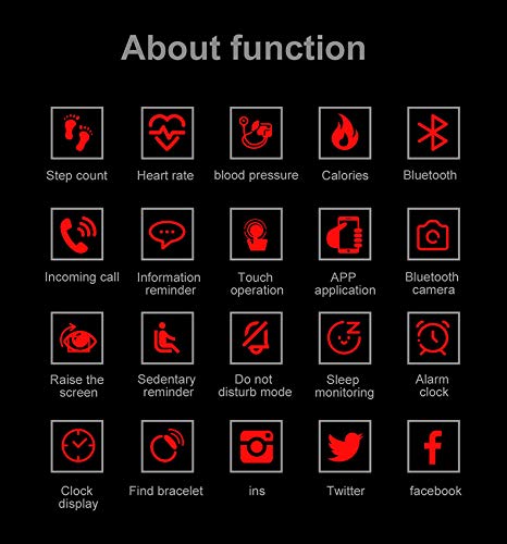 Icons representing various functions of the SMART BAND 115plus