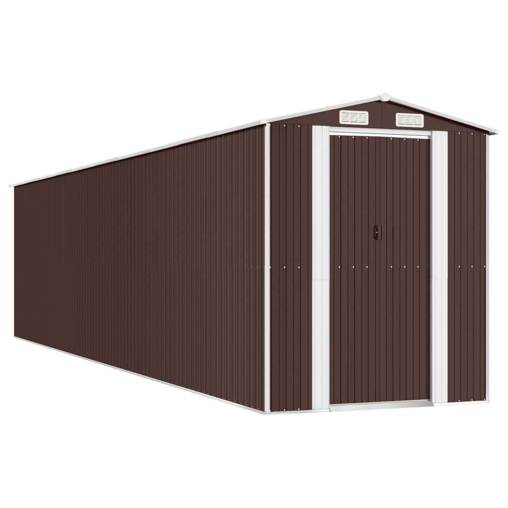 Générique Abri de Jardin Marron foncé 192x855x223 cm Acier galvanisé,Maison & Jardin,Pelouses & Jardins,Vie en extérieur,Structures extérieures,Cabanes & abris de Jardin,3147468