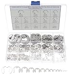 HVAZI 350PCS Stainless Steel E-Clip External Retaining Ring Assortment Set