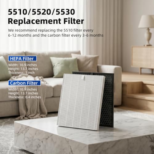 Image of 5510 Filter Q Replacement for Winix 5510 and 5520 Air Purifier, 1x H13 True HEPA + 1x Activated Carbon (Part# 1712-0123-00)