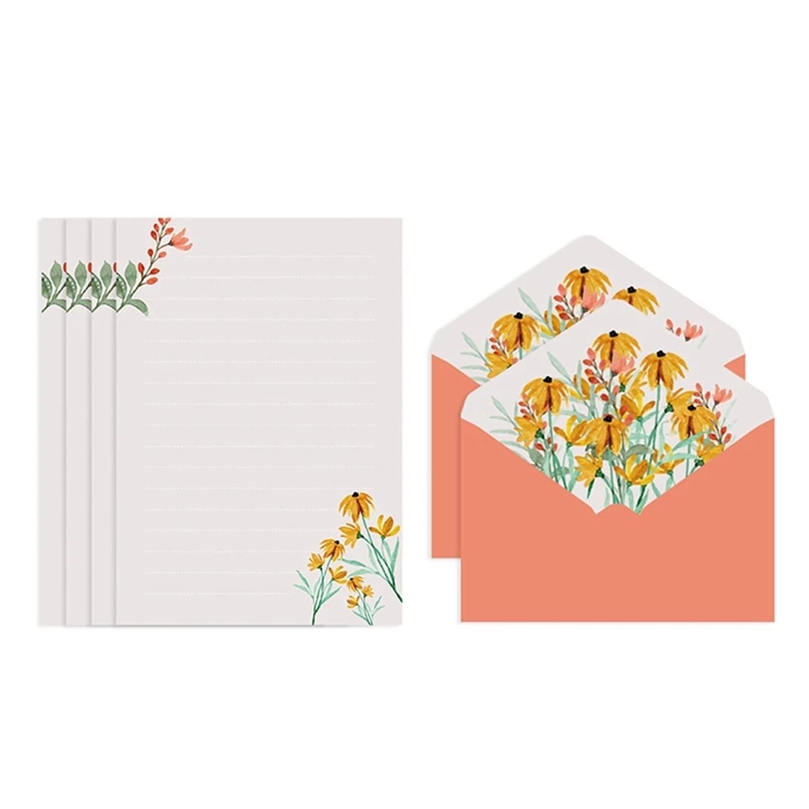 Koperty na zaproszenia, Multicolor Flower Envelope Stationery Kit with 4 A5 Letter Papers(Color 2)