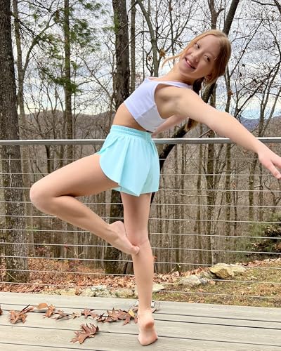 Image of Stelle Girls Flowy Shorts with Pockets Athletic Running Skirt High Waist Butterfly 2 in 1 Sports Short 5-16 Years
