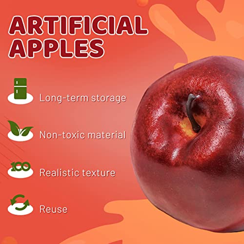 Toopify 30PCS Artificial Red Apples, Fake Fruit Lifelike Simulation Apples for Home Kitchen Table Basket Decoration, 3.43" x 2.95" by Toopify - Image 3