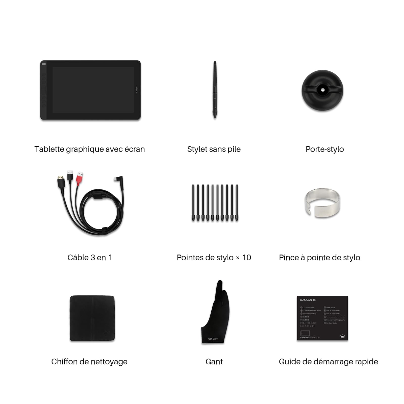 HUION Kamvas 13 Tablette Graphique avec Écran, Moniteur de Dessin de 13,3 Pouces, Ecran Entièrement Laminé, 120% sRGB, Nouveau Stylet PW517, Prise en Charge des Appareils Android