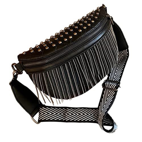 Women Rivet Studded Bag Lightweight Phone Pouch Stylish Tassel Shoulder Purse for Daily Use Capacity for Cards Cash and Essentials for Students and Outdoor Activities