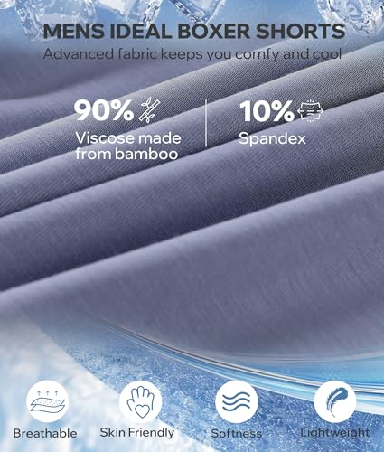 BAMBOO COOL Men's Boxer Shorts 3 Pack,Ice Silk Cooling Underwear with Button Fly,Soft Breathable Loose Fit Boxers3