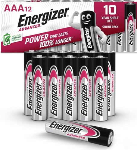 Energizer Advanced - Piles AAA (Lot de 12) Alcaline 1,5V - Haute Performance - Télécommandes, Jouets et Électroniques - Made in EU - Emballage 0% Plastique - Conservation 10 Ans [Exclusivité Amazon]